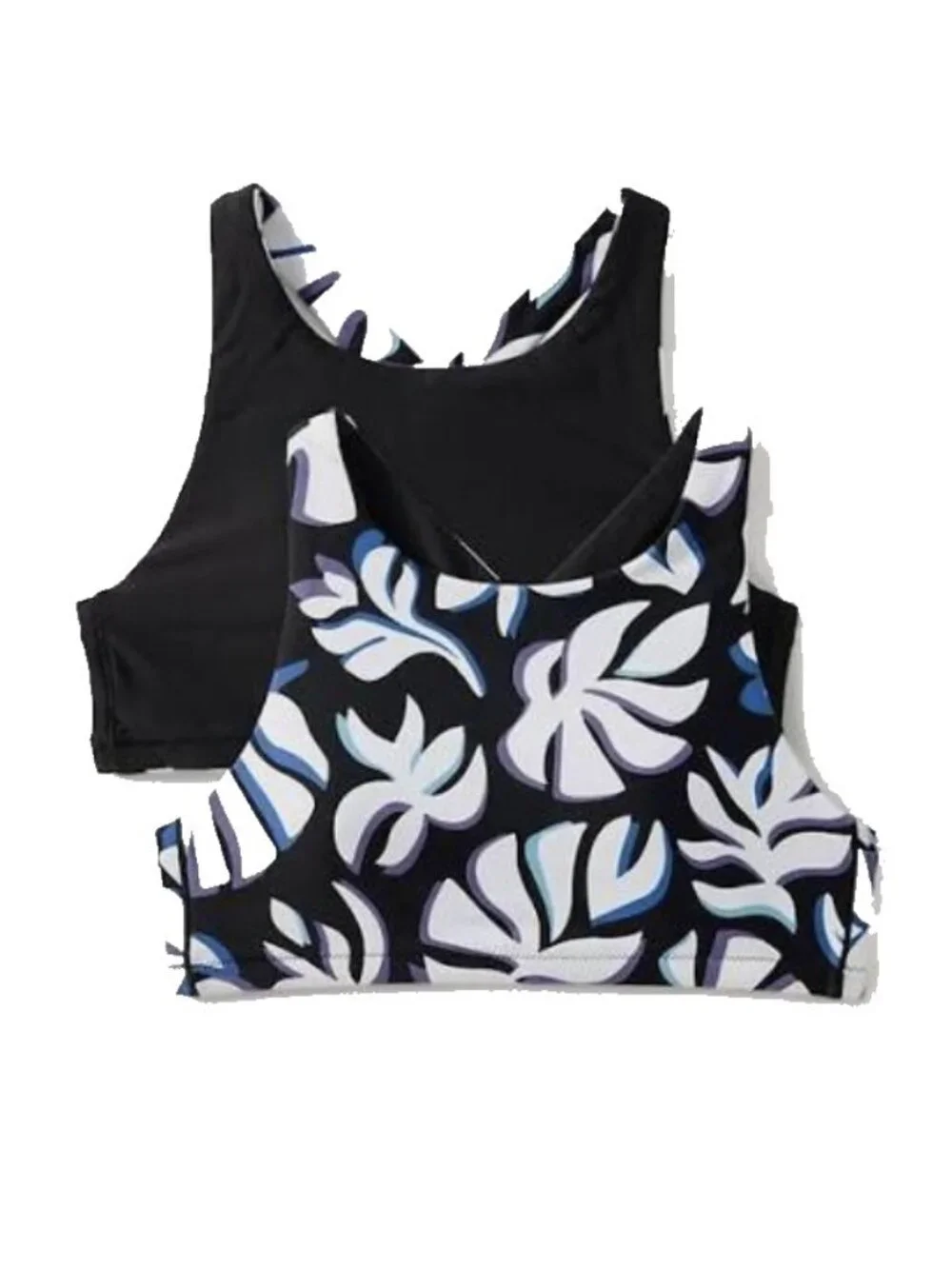 New NWT ATHLETA Reversible High Neck Bikini Top Floral Tropical Hawaiian Print M